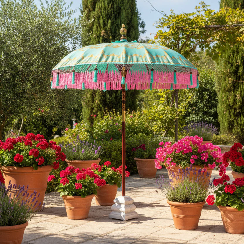 Bali Sun Parasol - Mint with Green or Pink Tassels, last ones left be quick! - Image 3