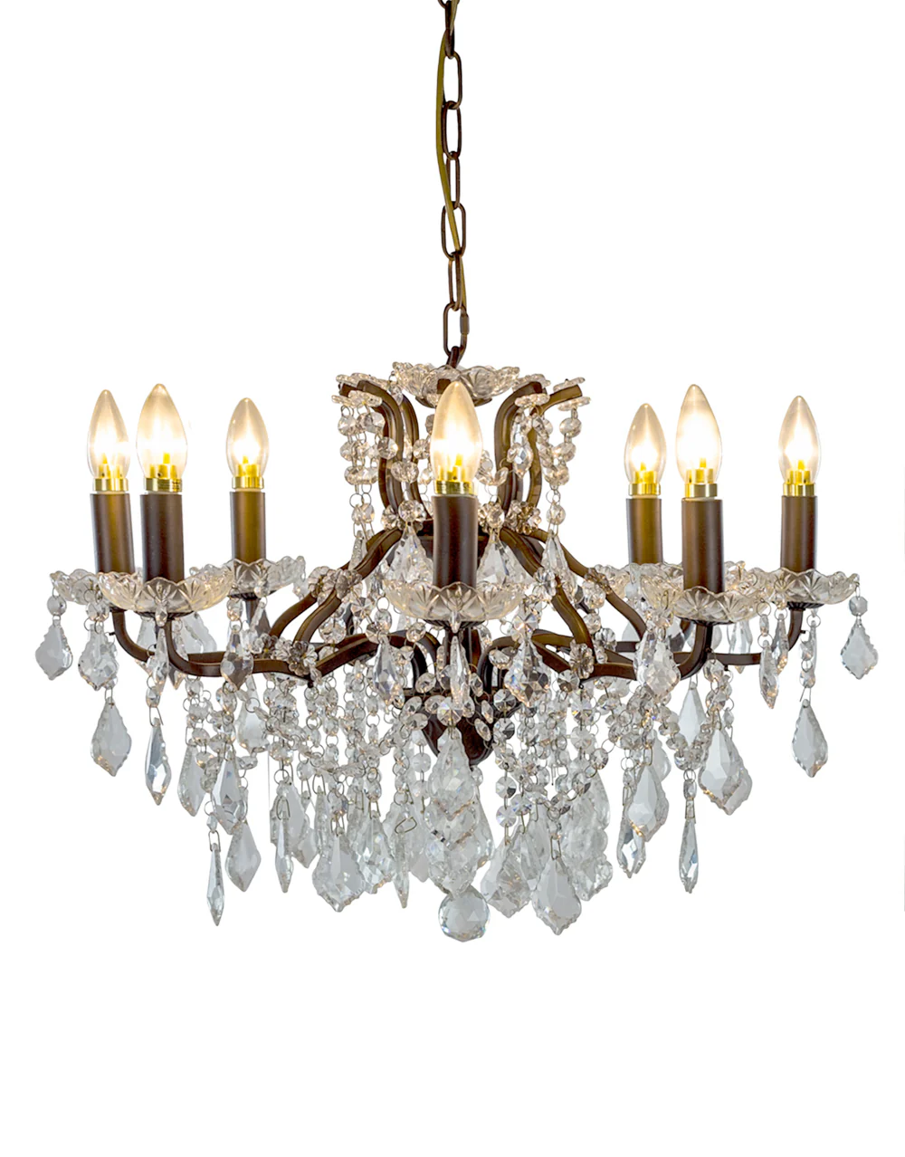 Bronze 8 Branch Shallow Chandelier - back Early August