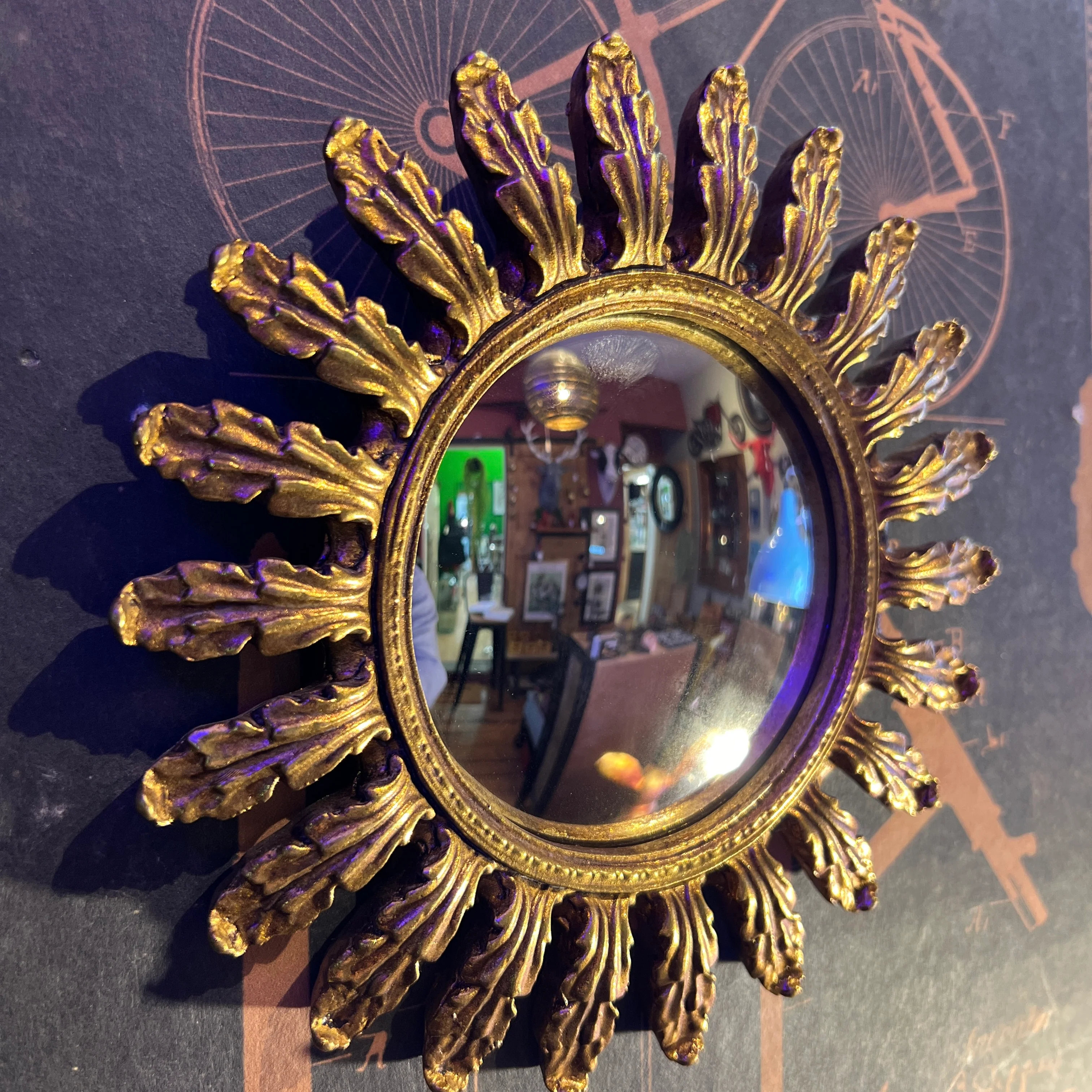 Ornate Antiqued Framed Convex Mirror