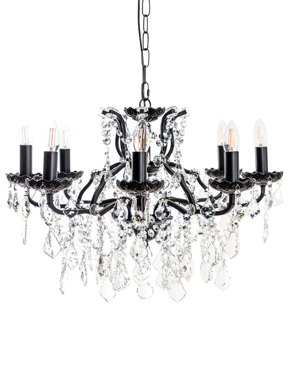 Matt Black 8 Branch Shallow Chandelier