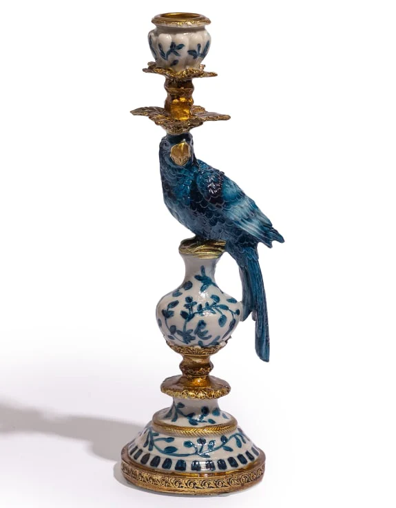 Ornate Parrot Candlestick Blue - Image 2