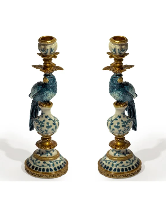 Ornate Parrot Candlestick Blue - Image 4