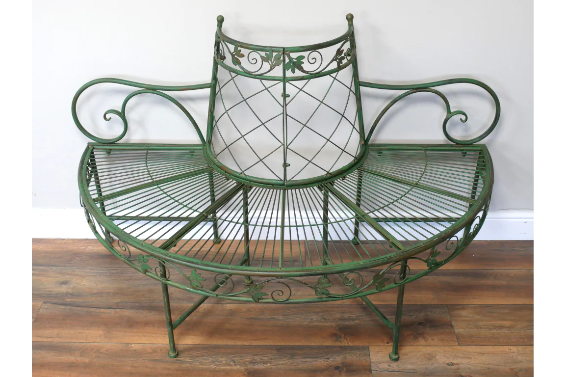 Outdoor 1/2 Round Bench For Tree Trunk - Green - Image 2