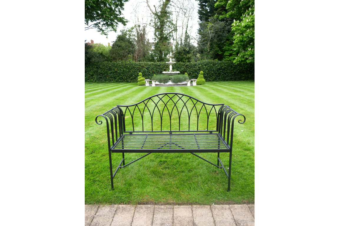 Outdoor Black Metal Garden Bench - Image 4
